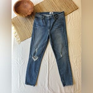 PAIGE Blue Distressed Skinny Jeans